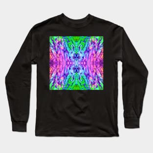 Mirrored Abstract in Blue Green Pink Orange Long Sleeve T-Shirt